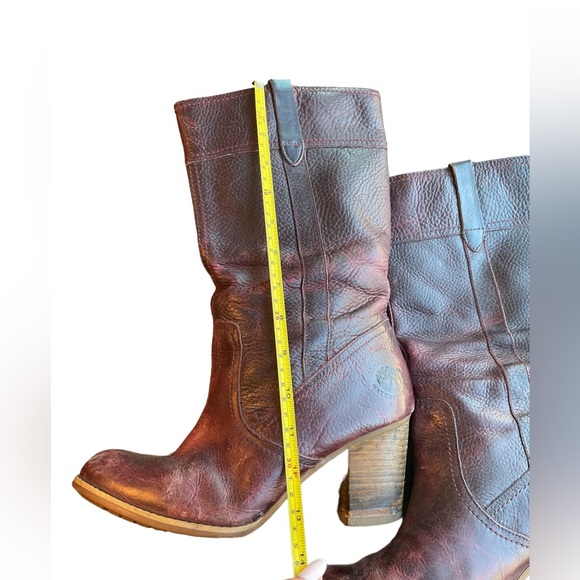1790-TIMBERLAND Rudston Red/Brown tone Pull-on Leather Women’s Heeled Boots - Picture 6 of 12